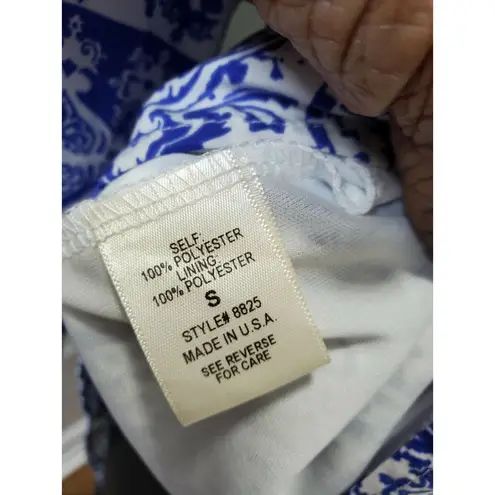 Freeway Apparel Boutique Freeway Women's Blue & White Polyester Long Sleeve Round Neck Romper S