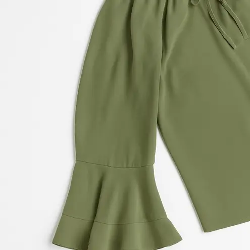 CURE. Sage Green Ruffle Peasant Blouse, 1X Size undefined