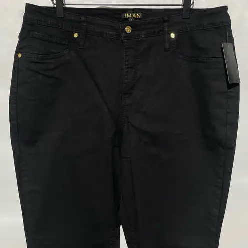 New IMAN Stretch Denim High Rise Full Length Bootcut Jeans Black Size 18W