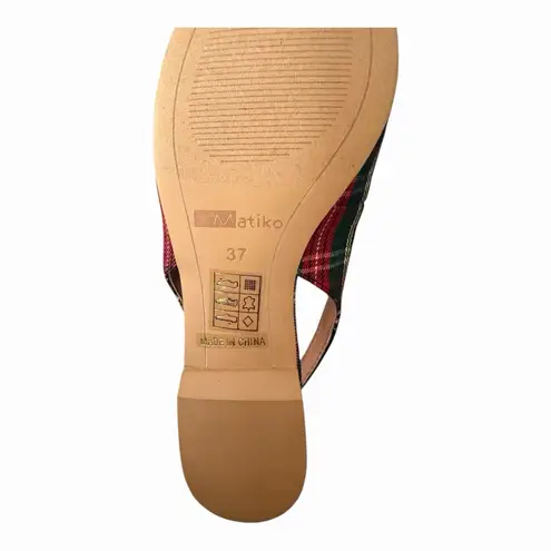 Matiko Lori Slingback Pointed Toe Shoes Green Tartan Plaid NWB Size 37