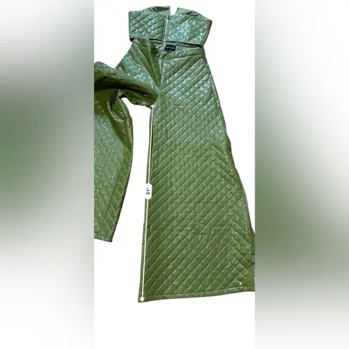 The Sang The Quilted Set Olive Sequin Bustier And High Waisted Wide Leg Pants Set Medium
