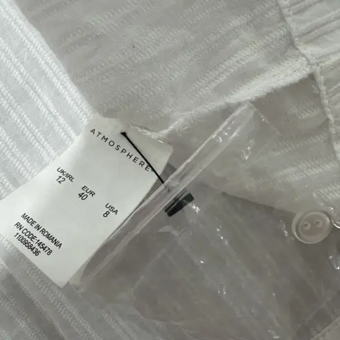 Atmosphere Crop Off Shoulder Top Blouse Women's Size 8 White Stripes Cotton