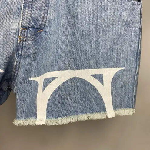 DDAM Women's 24 Denim Cut Off Shorts Blue Pattern Ethically USA Made Cotton