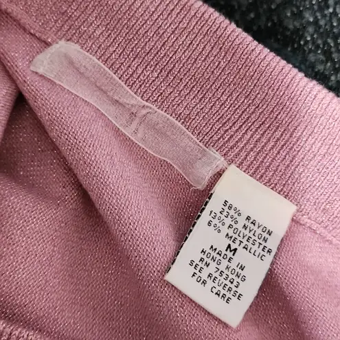 Vintage Shimmer Pink Metallic V neck Sweater Size M