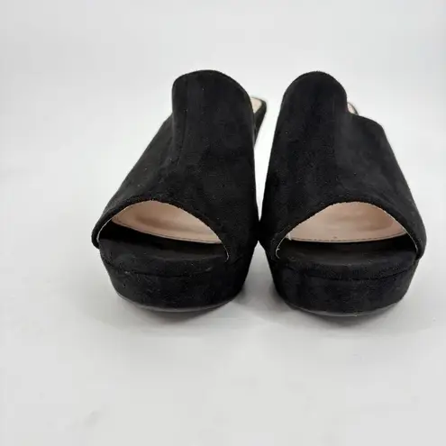 Allegra K Sandals Womens Size 9 Black Suede Block Heel Platform Open Toe
