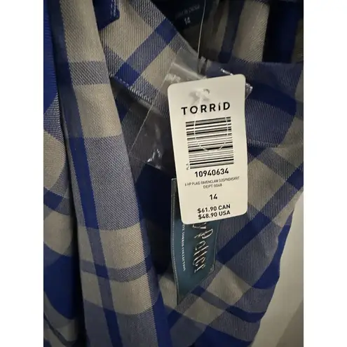 Harry Potter Women's Torrid Ravenclaw Blue Plaid School Skirt NEW 14