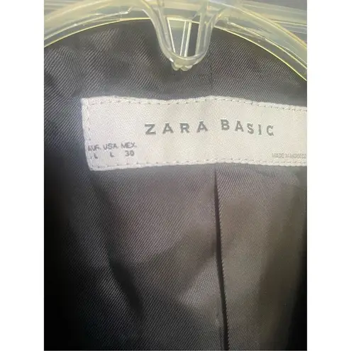 ZARA  Basic Basic Satin Lapel Long Sleeve Blazer Jacket Black Size L