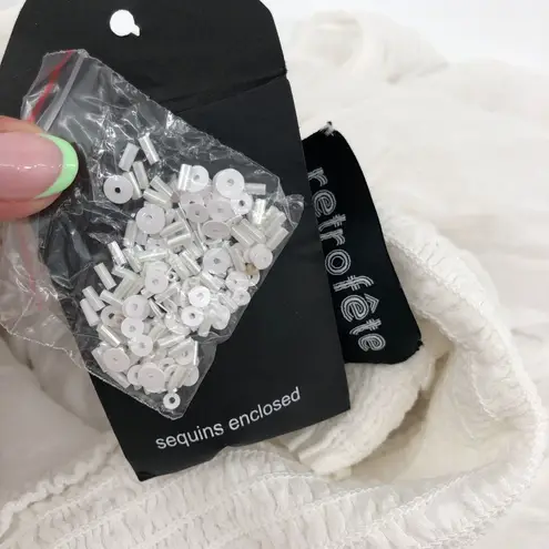 RETROFETE CHLOE EMBELLISHED SILK CHIFFON DRESS WHITE XS