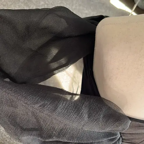 Faeriesty Elegant Off Shoulder Short Sleeve Satin Dress Black