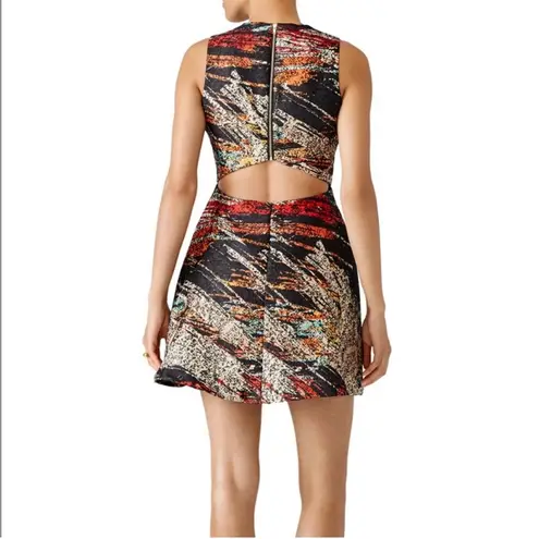 Hunter Bell New York Black Metallic Paint Splatter Fit & Flare Mini Dres…