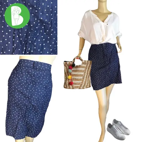 Catherines DENIM STAR PRINT SKIRT WITH SHORTS LINING (30W)