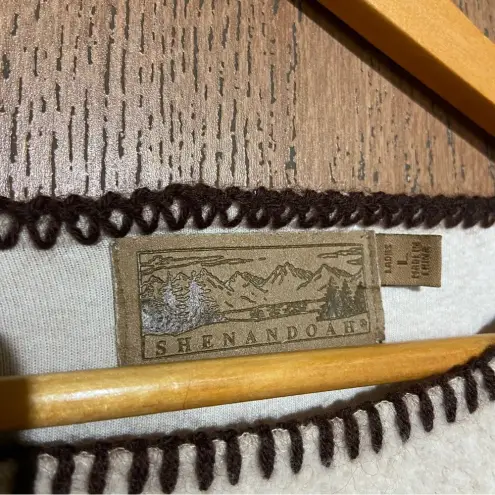 Vintage Nature Camping Outdoors Embroidered Tan Brown Sweater Size Large