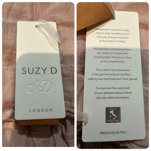 Suzy D London Light Pink Linen Sahara Ultra Wide Leg Culotte Pants Med NWT