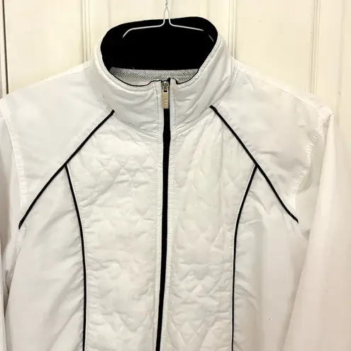 Three Hearts Windbreaker Jacket in White with Black Trim Size XL