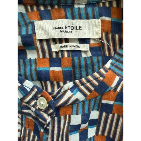 Isabel Marant Etolie Nahla Printed Blouse Multicolor Size 34 (US Size 10) Blue