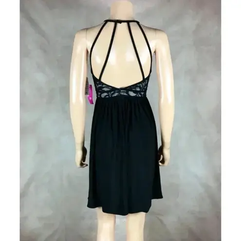 Juniors' Glitter Lace Black Mini Party Dress NWT 1/2 Size undefined