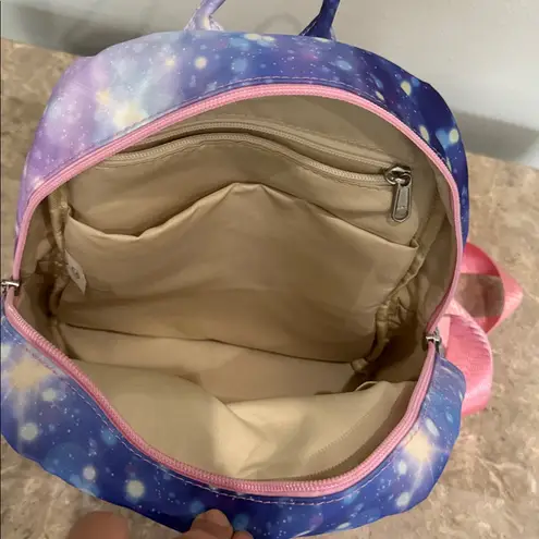 Galaxy Print mini Backpack purple pink with adjustable straps