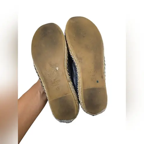 Valentino Garavani Black rockstud leather ballerina flat espadrilles Size 39