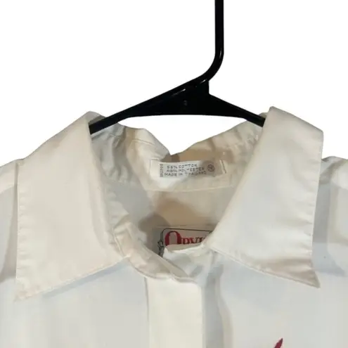 Orvis  White Northern Cardinal Bird Floral Button Down Shirt Women Sz 18 VTG