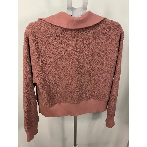 Victoria's Secret PINK Sherpa Fleece Quarter Zip Pullover Sweatshirt Cropped M Size M