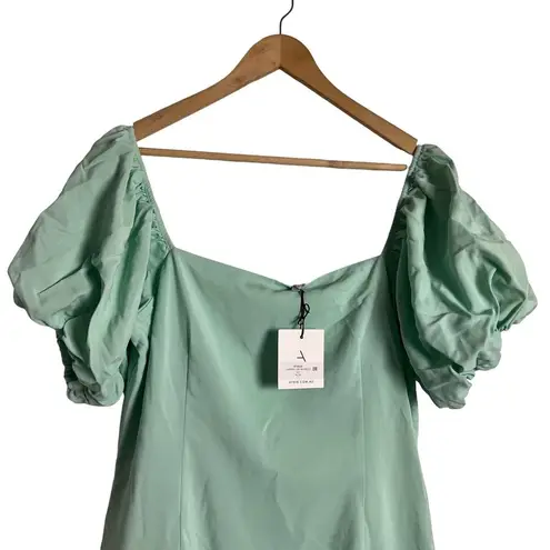 Atoir Someone Like Me Mint Blue Ruffle Hem Puff Sleeve Mini Dress Size 10 Green