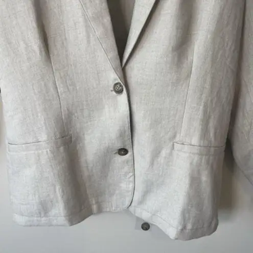 Garnet Hill 100% Linen Blazer size 18 Beige Tan Casual Relaxed Fit Jacket Career