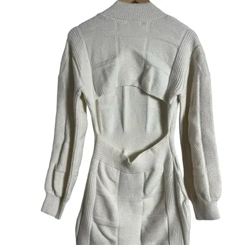 Area Stars White Open Back Knit Long Sleeve Mock Neck Sweater Mini Dress Size M Size M