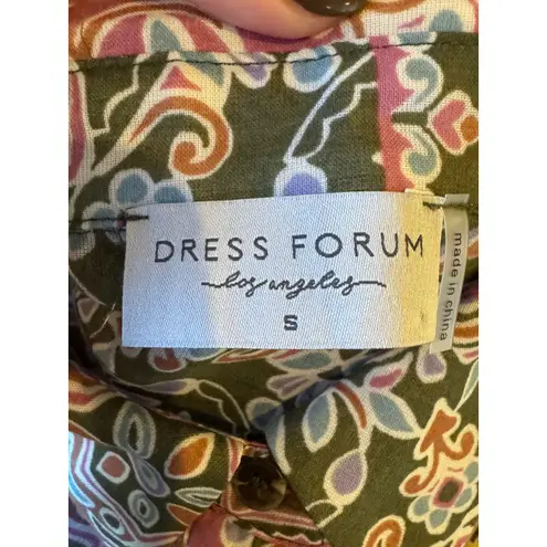 Dress Forum Dress Women Small Green Floral Paisley Elaina Button Down Shirt Mini