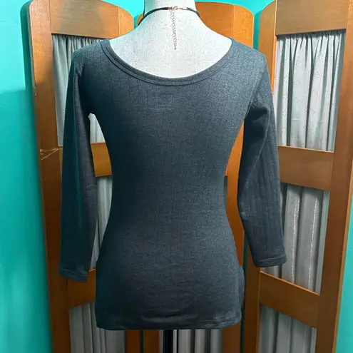 Lux Dark Gray Ribbed Women's top Black Size XS