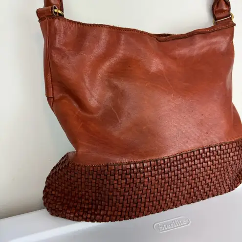 Marta Ponti Leather Woven Hobo Bag Made in Portugal Brown Slouchy