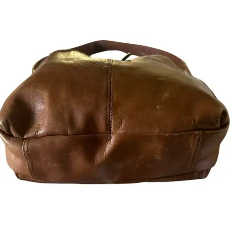 Vintage Genuine Leather Shoulder Bag Brown Minimalist Boho Coastal Cowgirl