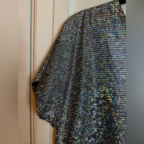 CARAMELA Holographic V-Neck Disco Top