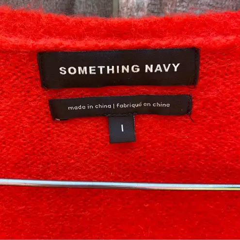 Something Navy NWT Red Alpaca Blend V-neck Puff Sleeve Sweater