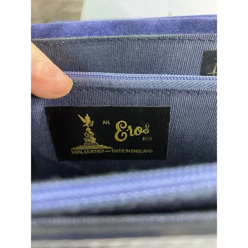 Vintage EROS Womens Navy Blue Leather Shoulder Bag Made In England