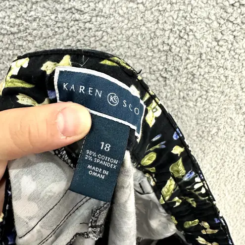 Karen Scott Cropped Pants Womens 18 Floral Stretch Cottagecore Spring Whimsical