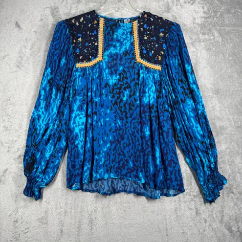 Blank London Shirt Blue Multicolor Mixed Colorful Artsy Art To Wear Size Medium