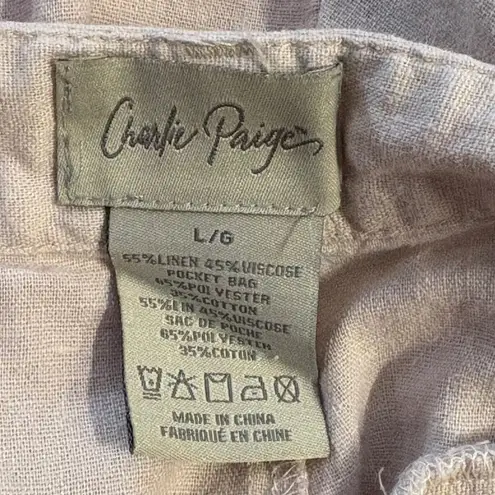 Charlie Paige Womens Linen Blend Cuffed Shorts Casual Light Tan L Summer
