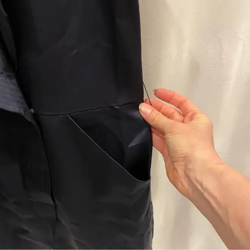 AYR Gorgeous deep navy blue satin tuxedo wide collar wrap mini dress pockets