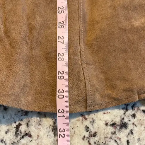 Denim & Co Womens Brown Suede Blazer Jacket Single Button Genuine Leather Large