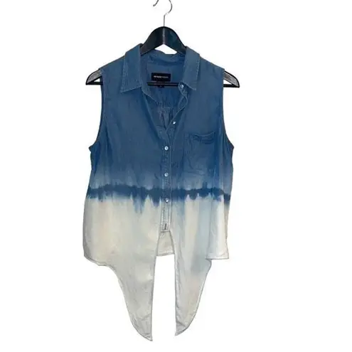 Fifteen Twenty Fifteen Twenty Womens Dip Dye Ombre Button-up Tie Front Sleeveless Top Medium