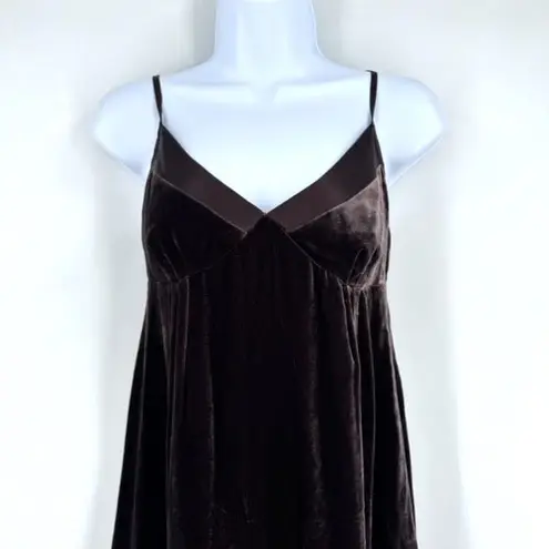 Gap  Y2K Velvet Silk Blend‎ Slip Dress Sz 2 Chocolate Brown Whimigoth FairyGrunge