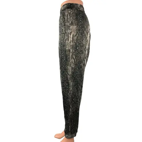 Fleur du Mal 100% Silk Black Animal Snakeskin Snake Print Joggers Trousers Pants Size M