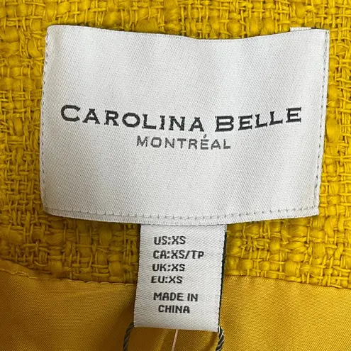 Carolina belle  NEW Yellow Tweed Moto Style Blazer Jacket Size XS Zip‎ Closure