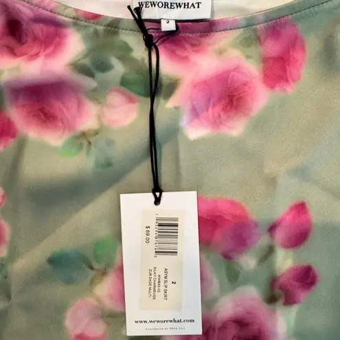 We Wore What Romantic Rose Print Mini Slip Skirt Size 2 NWT