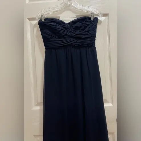 Ralph Lauren Evening Strapless Dress Navy Blue Size 4P Flowy Formal