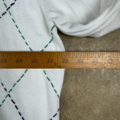 Alfred Dunner Women’s XL White Floral Argyle Sweater Pullover Beaded Embroidery