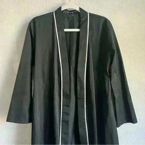 House of‎ Lancry Women's Black White Stripe Open Kimono Robe Size S