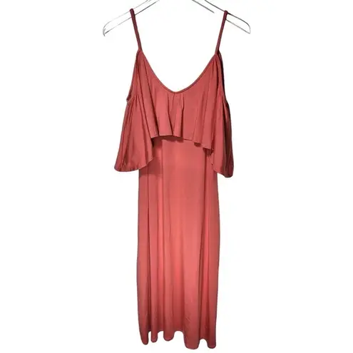 Rachel Pally NWT Ruffle Overlay VNeck Midi Dress in Chipotle