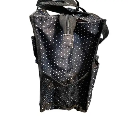 Thirty One Zip Top Organizing Utility Tote Small 15" Ditty Dot Polka Dot 31 ZOUT Black