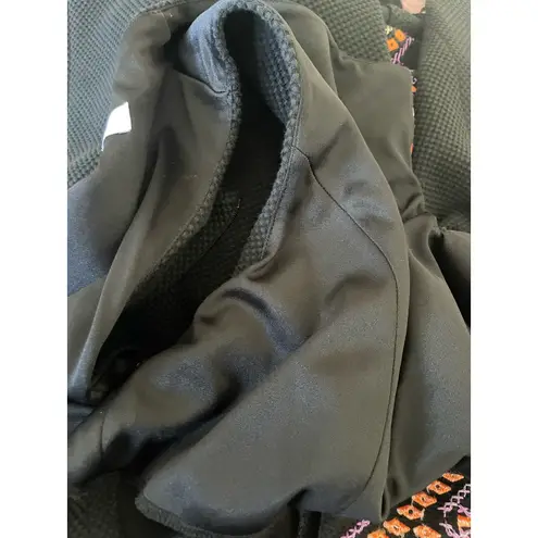 Peter Nygard Women Midi Dress 16 Black Textured Colorful Embroidered Aztec Trim